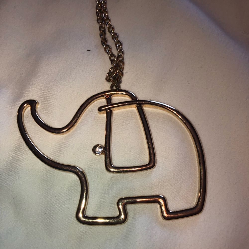 Long Gold Elephant Necklace
